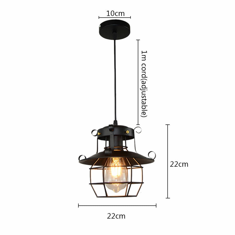 Farmhouse Ceiling Light Fixture Rustic Industrial Iron Cage Hanging Pendant Lamp