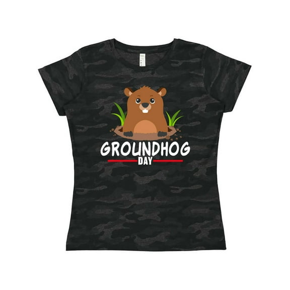 Inktastic Groundhog Day with Cute Groundhog Illustration Women's T-Shirt