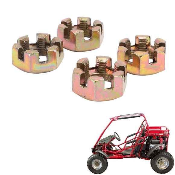 Wheel Hub Axle Castellated Nuts, 4PCS Steel Alloy Hub Bearing Nut 20mm M20 for 150cc 250cc Quad Dirt Bike ATV