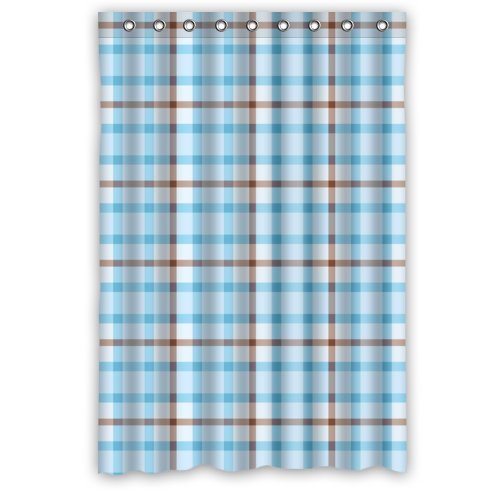ARTJIA Fashion Blue/Light Blue/Grey Plaid Shower Curtain Waterproof