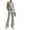 Khaki, variant on WTOBBY Women's Casual Straight Leg Pants and V-Neck Top Relaxed Fit Suit Set, Elegant Loose Comfortable Office Wear Two Piece Outfit for Women,Army Green L