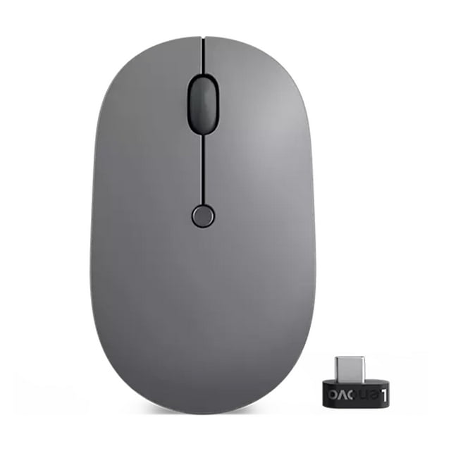 Lenovo Go USB-C Essential Souris Sans Fil, Récepteur Nano USB-C 2,4 GHz, DPI Réglable, Batterie Rechargeable, Ambidextre, GY51C21210, Gris