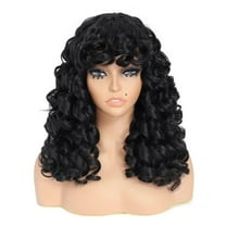 Dengmore Curly Wig Big Curly Wigs For Black Women 23 Inch Long Curly Wig with Bangs Synthetic Hair Replacement Wigs Natural Looking Heat Resistant Fibre Wig for Daily Party Use