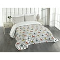 thumbnail image 3 of Ambesonne Retro Quilted Bedspread Set 3 Pcs, Doodle Feminine, Queen Size, Multicolor, 3 of 5