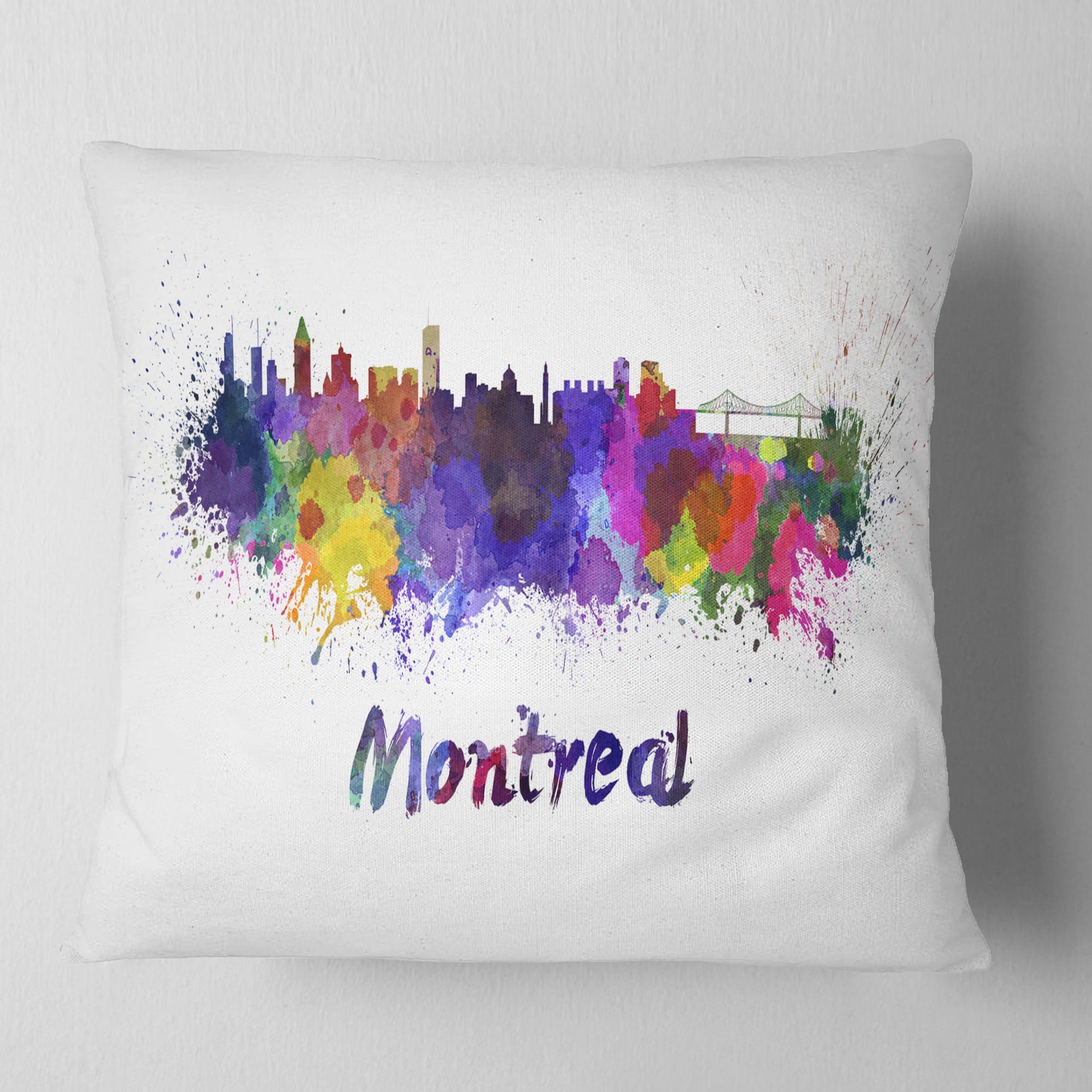 Designart Montreal Skyline - Cityscape Throw Pillow - 18x18