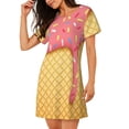 thumbnail image 2 of Kdxio Ice Cream Pattern Womens Short Sleeve Sleepshirt Scoopneck Cute Nightdress Ruffle Comfy Nightgown, 2 of 6