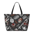 thumbnail image 2 of KLL Japanese Sushi Hashi Print Large Beach Tote Bag Women Waterproof Sandproof Zipper Beach Tote Bag for Pool Gym Grocery Travel with Wet Pocket, 2 of 7
