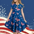 thumbnail image 2 of Bovxnpu Summer Girls Dresses, Girls Midi Flowy Casual Dresses With Pocket, Independent Day Girls' Short Sleeve Ruffled Pockets Round-Neck Printed Dress 8 Years, 2 of 5