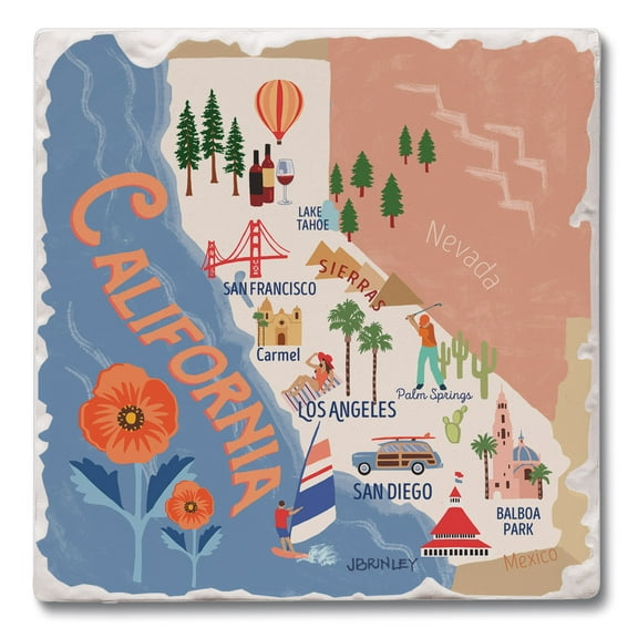 Thirstystone "California Attractions" 4-Pack Tumbled Tile Coasters