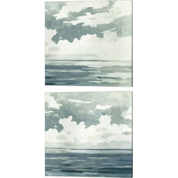 Great Art Now Textured Blue Seascape by Emma Caroline 2 Piece Canvas Art Set Each 14W x 14H