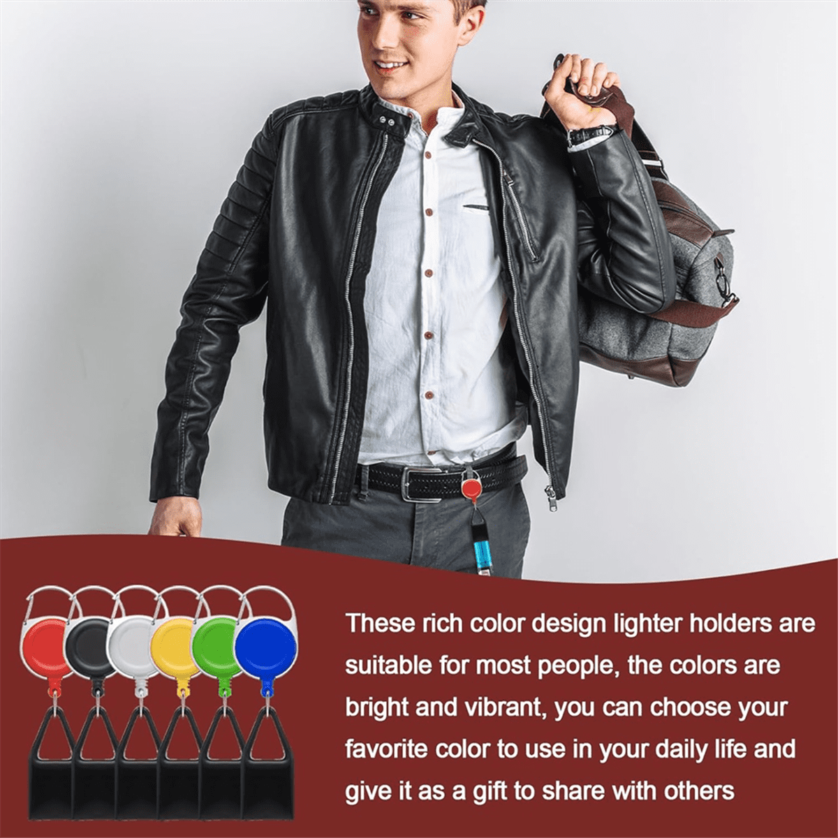 24Pcs 6 Colors Plastic Retractable Keychain Easy Release Buckle Lighter Holder Stretchable Lighter Case with Belt Clip