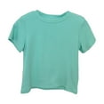 thumbnail image 2 of Riecok Short Tops Sleeve Shirts for Girls Printed Tops Comfortable Solid Color T-shirt Boy Girl Short Fashion Loose Western Style Top Indoor Outdoor Party Performance Green 140, 2 of 3