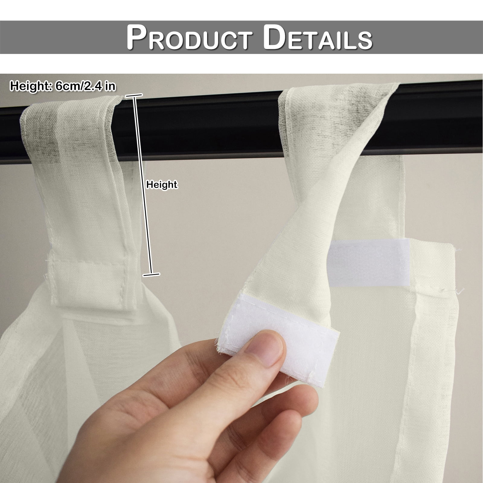 Lapalife Outdoor Sheer Curtains for Patio Waterproof, Sticky Tab Top Voile Sheer Drapes Indoor Outdoor Deck, 1 Panel, 52"x 96", Beige