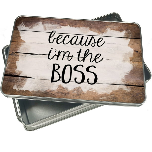 Christmas Cookie Tin Because I M The Boss Funny Saying For Gift Giving Empty Candy Snack Pastry Treat Swap Box Cerebrate A Holiday Walmart Com Walmart Com