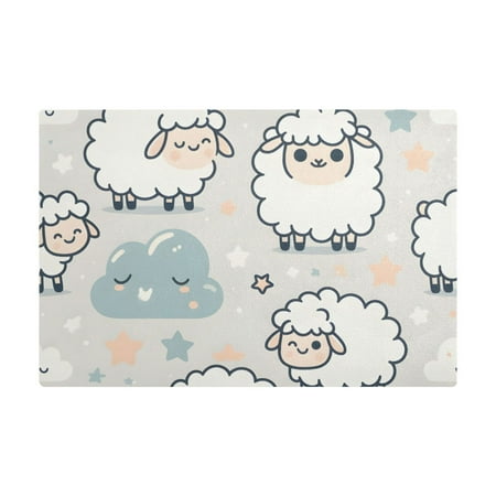 

Dish Drying Mat Microfiber Kitchen Dish Pad Counter Absorbent Drainer Rack 12 x18 Cartoon Sheep and Cloud