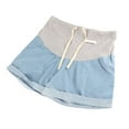 thumbnail image 2 of Pantalones Cortos De Mezclilla De Maternidad Pantalones Cortos De Soporte De Embarazo De Moda con Cordón Transpirable Suave Y Fino para Verano Borde Tirado Azul Claro M, 2 of 9