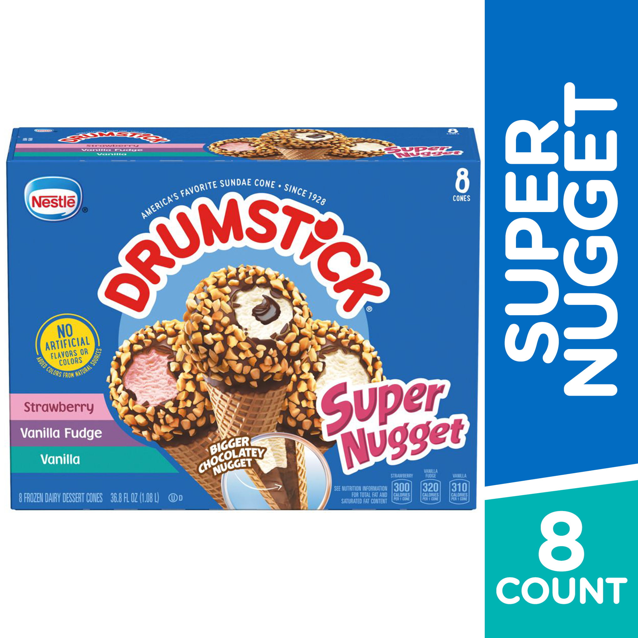 Nestle Drumstick Super Nugget Cones Variety Pack, 8 Count