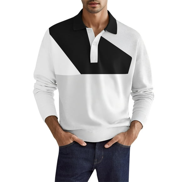 Cathalem Mens Knit Polo Shirts Dual Tipped Collar Polo Shirt,White XL