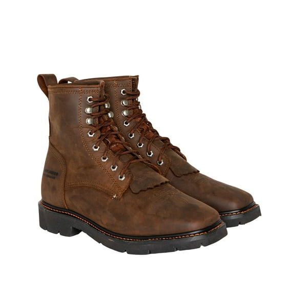 Cody James Men's 8" Mustang Waterproof Lace-Up Kiltie Work Boot Square Toe Brown 9.5 EE US