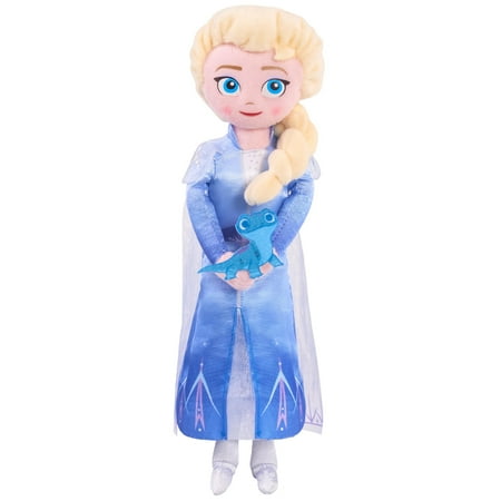 Disney’s Frozen 2 Talking 10-inch Small Plush Elsa Holding Bruni the Fire Spirit, Officially Licensed Kids Toys for Ages 3 Up, Gifts and Presents