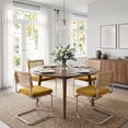 thumbnail image 3 of Zesthouse Rattan Dining Chairs Set of 4, Velvet Upholstered Dining Chairs with Cane Back and Chrome Legs, Mid Century Modern Kitchen Side Chairs for Living Room, Yellow, 3 of 10