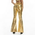 thumbnail image 4 of Womens Shinny Metallic Flared Pants High Waist Stretchy Bell Bottom Pants Wet Look Wide Leg Pants Trousers Club Wear, 4 of 4