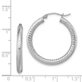 thumbnail image 2 of 925 Sterling Silver Textured Polished Hinged post 3.50mm Hoop Earrings Measures 28x27mm Wide 3mm Thick Jewelry for Women, 2 of 7