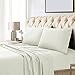 thumbnail image 3 of Tribeca Living 800 Thread Count Egyptian Cotton Sateen Extra Deep Pocket Sheet Set, King, Ivory, 3 of 4