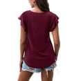 thumbnail image 3 of Camiseta de color puro para mujer, Camiseta con manga con volantes para mujer Blusa holgada para mujer Blusa con mangas con volantes para mujer fiel a su promesa, 3 of 3