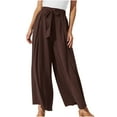 thumbnail image 1 of YDLCAFD Womens Casual High Waist Pants Drawstring Loose Fit Summer Pants Trousers, 1 of 5