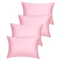 Unique Bargains Set of 4 Silky Satin Pillowcases Pillow Cover Blush Standard