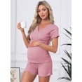 thumbnail image 2 of DARING DIVA Women's Nursing Modal Short Sleeves Postpartum Pajama Sets M Pink, 2 of 7
