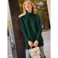 thumbnail image 3 of Women's Turtleneck Oversized Sweaters Long Batwing Sleeve Spilt Hem Tunic Pullover Knit Tops, 3 of 13
