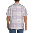 thumbnail image 5 of KLL Floral Purple Buffalo Plaid Print Men's Shirt Short Sleeve Button Down Summer Cuba Beach Shirts- 3X-Large, 5 of 7