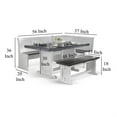 thumbnail image 5 of Orso 4pc Breakfast Nook Dining Table Set, Corner Bench, White Brown, 5 of 6