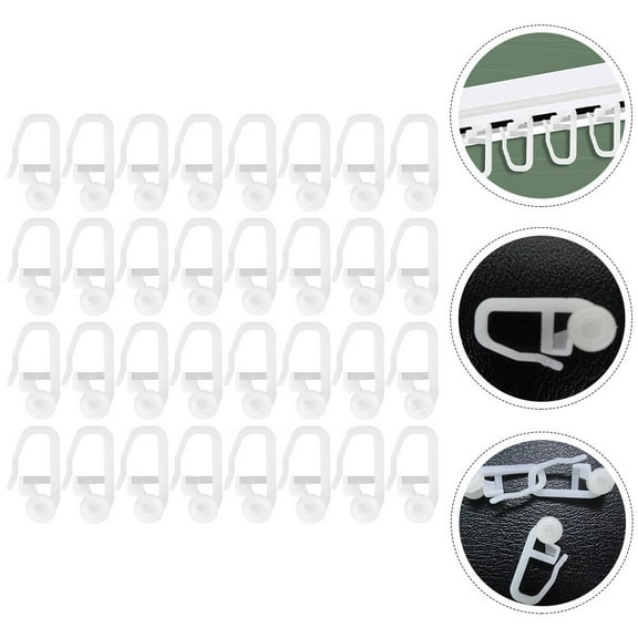 OFFIGAM Set of 50 White Round Plastic Shower Curtain Hooks for Smooth Hanging on Shower Rod, and Easy to Install