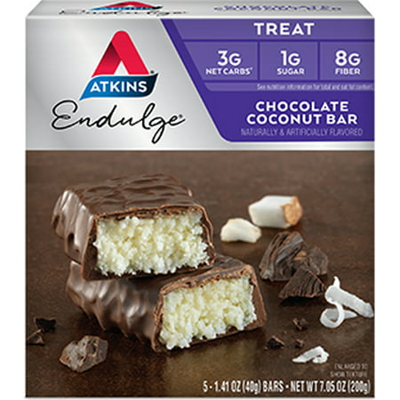Atkins Endulge Chocolate Coconut Bar, 1.4oz, 5-pack (Best Health Food Bars)