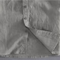 thumbnail image 4 of Men Solid Color Linen Short Sleeve Button Down Shirt M-XXXL, 4 of 5