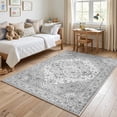 thumbnail image 4 of Janvonne Bohemian Grey Area Rug, Boho Chic Distressed Oriental Carpet, Washable Non-Slip Vintage Floral Rug for Living Room Bedroom,4'x6', 4 of 8