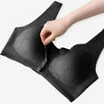 thumbnail image 4 of YWDJ Comfy Bras for Womens Front Close Comfy Bras No Wires Lounge Bras Wide Strap Full Coverage Push up Wrap Comfortable Bras Padded Plus Size Comfort Bras Solid Bras Black 3XL, 4 of 7