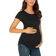 thumbnail image 3 of Ecavus Maternity Tops Short Sleeves Pregnancy Tunic for Women Black S, 3 of 4