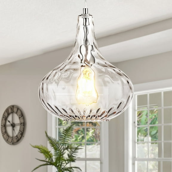 3 Pack Glass Pendant Light Brushed Nickel 11-inch Hammered Pendant Lighting for Kitchen Island, Kitchen Sink, Hallway, Living Room