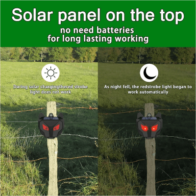 2 Pack Solar Animal Repeller Outdoor with Red LED Lights, Night Guard Animal Predator Repellent for Scares Raccoon Skunk Coyote Deer Repellent for Yard Chicken Coop Garden Farm Protection