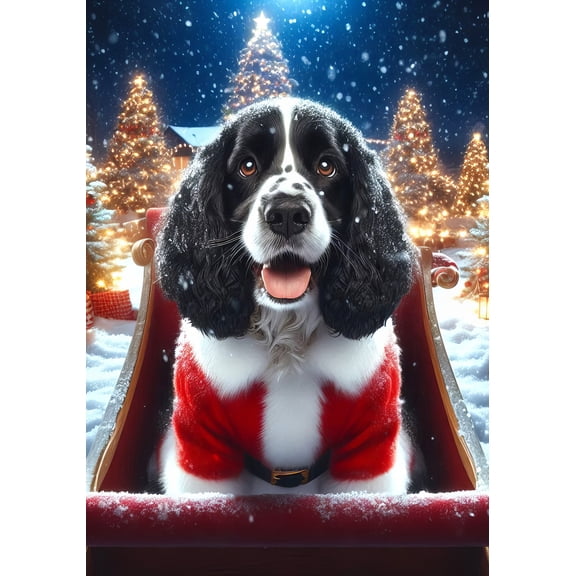 Springer Spaniel Black White - Best of Breed DCR Christmas Garden Flag 12" x 17"