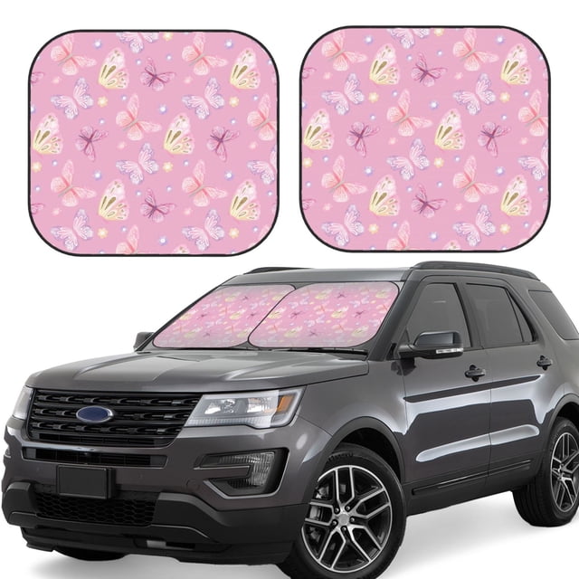 Saiise Butterfly 1 for Foldable Car Sun Shades (2-Pack) Offer Sun Protection with an Easy-fold Design for Convenient Windshield Shading-Large