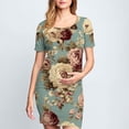 thumbnail image 2 of yoeyez Robes de Maternité pour Femmes à Manches Courtes, Col Rond, Robes à Fleurs, Robe Moulante en Coton de Maternité, Vêtements de Maternité pour Femmes Enceintes Multicolore, TG, 2 of 6
