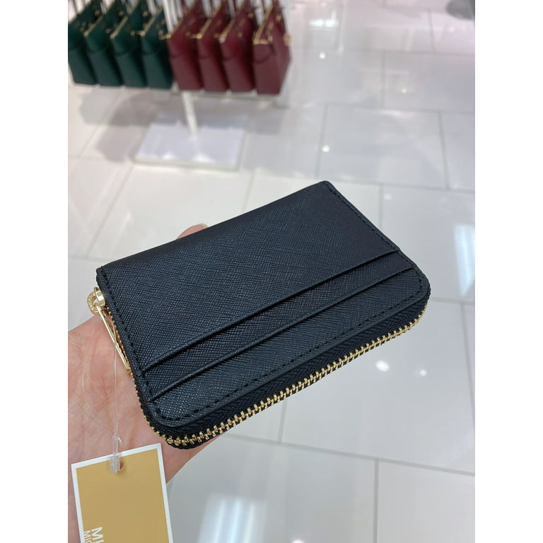 Michael Kors Black Wallet Small Card Case gold plate zippered