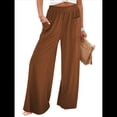 thumbnail image 2 of Pantalones de Yoga de Pierna para Mujer, Informales, Holgados y Cómodos, de Cintura Alta, con Bolsillos. Marrón M, 2 of 8
