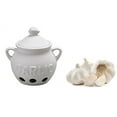 HIC Garlic Clove Keeper, Vented Ceramic Storage Container with Lid