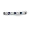 thumbnail image 4 of 14K White Gold Ring Band Wedding Sapphire Square Blue Diamond Round, Size 5, 4 of 7